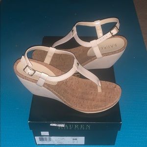 Ralph Lauren Rosalia Chic Cream Soft Patent Pump